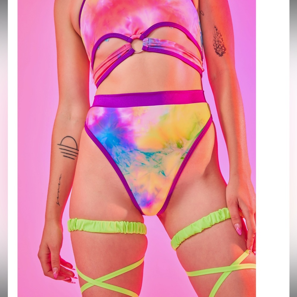 Iheartraves x rolita couture rainbow bootylicious thong style bottoms